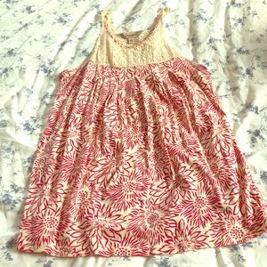 Cream and pink floral tank top